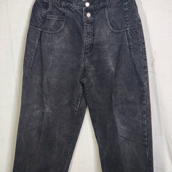 Guess Jeans Black Vintage Cotton Double Button Wide Leg Washed Jeans Size 32 XL - Picture 3 of 16